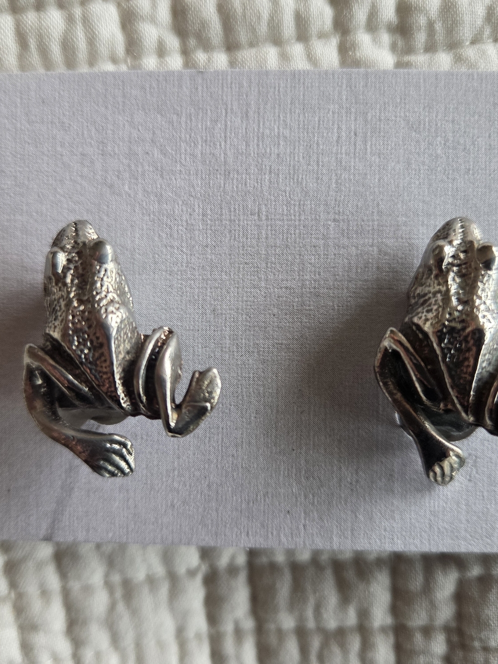 Silver Frog Clip-On Earrings